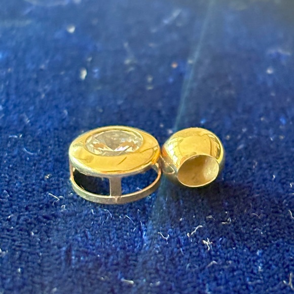 Vintage 14ct Gold diamond Pendant - Large Sparkly Stone DQCZ Diamonique - Picture 4 of 5